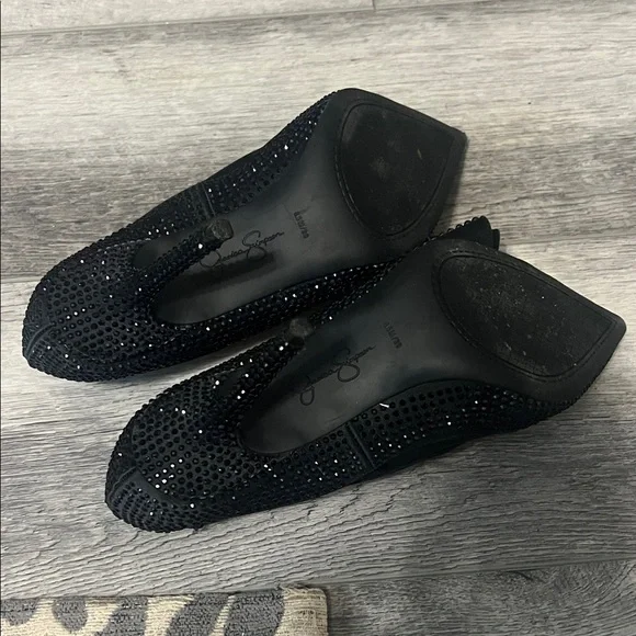 Jessica Simpson Black Heels with Bow and Sequin detail. Perfect holiday heels! - Picture 3 of 5